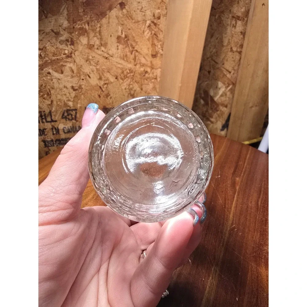 Vintage Clear Textured Glass Bud Vase Round Diamond Pattern 4 Inch Tall